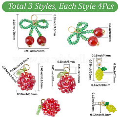 12Pcs 3 Styles Glass Seed Beaded Pendants&nbsp;GLAA-SC0003