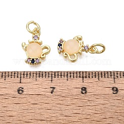 Brass Micro Pave Cubic Zirconia Charms&nbsp;KK-R162-026A-G-01