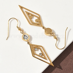 304 Stainless Steel Rhombus Dangle Earrings&nbsp;EJEW-Z129-10G