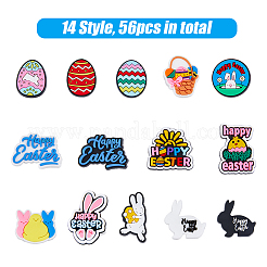 56Pcs 14 Style Easter Theme PVC Plastic Cabochons&nbsp;KY-FH0001-21