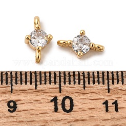 Brass Pave Clear Cubic Zirconia Connector Charms&nbsp;KK-P340-07B-G