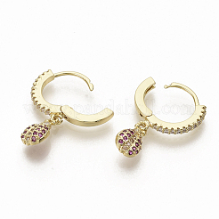 Brass Micro Pave Cubic Zirconia Dangle Hoop Earrings&nbsp;EJEW-S208-066