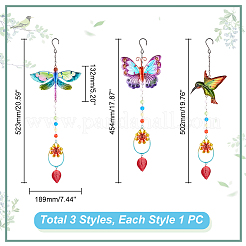 3Pcs 3 Style Iron Hummingbird Butterfly Dragonfly Pendant Decorations&nbsp;DIY-GA0005-48