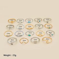 19Pcs 19 Styles Alloy & Resin Cuff Rings/Finger Rings Sets for Women&nbsp;FS-WGA4364-01