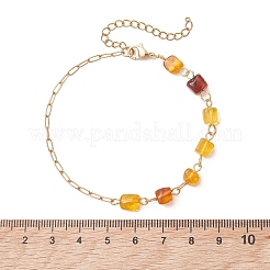 Natural Amber Beads Link Chain Bracelets&nbsp;BJEW-JB13644-01