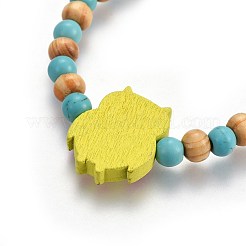 Wood Beads Kids Stretch Bracelets&nbsp;BJEW-JB04129-02