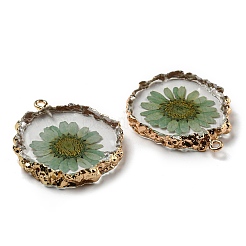 Inner Dried Flower Resin Pendants&nbsp;X-RESI-P028-02KCG-02