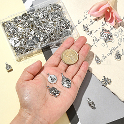 100Pcs 10 Styles Tibetan Style Zinc Alloy Charms&nbsp;TIBEP-CJ0003-08