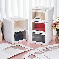 Foldable Cardboard Gift Cap Storage Boxes with Clear PVC Window&nbsp;CON-WH0099-66E