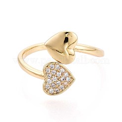 Brass Micro Pave Cubic Zirconia Cuff Rings for Women&nbsp;KK-T071-63G