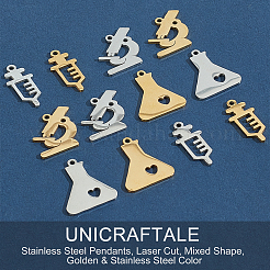 12Pcs 6 Style Ion Plating(IP) 201 Stainless Steel Pendants&nbsp;STAS-UN0032-19