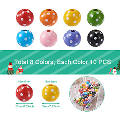 80Pcs 8 Colors Dyed Natural Wooden Beads&nbsp;WOOD-CD0001-23