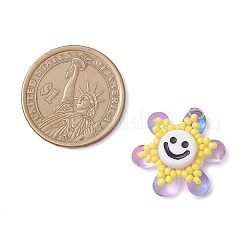 Glass Seed Beaded Sunflower Pendants&nbsp;PALLOY-MZ01014-01