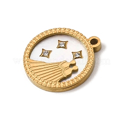 12 Constellations 304 Stainless Steel & Natural Shell & Rhinestone Pendants&nbsp;SA-CBAA9A2-06G-12