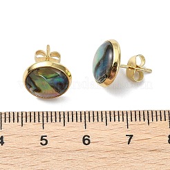 3 Pairs Flat Round Natural Paua Shell Stud Earrings for Women&nbsp;EJEW-JE07126