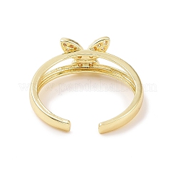 Clear Cubic Zirconia Butterfly Open Cuff Ring&nbsp;X-RJEW-B028-02G