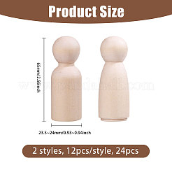 24Pcs 2 Styles Unfinished Wooden Peg Dolls Display Decorations&nbsp;DJEW-GL0005-06