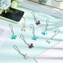 6 Sets Horse Brass Synthetic Turquoise Phone Mobile Straps&nbsp;HJEW-CP0001-39