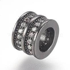 Brass Micro Pave Cubic Zirconia European Beads&nbsp;ZIRC-F062-11