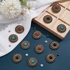 12 Bags 3 Colors Alloy & Resin Beads Buttons&nbsp;BUTT-CP0001-12
