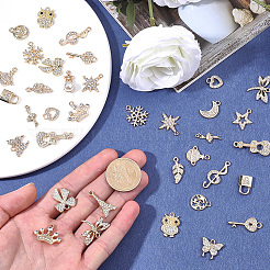 40Pcs 20 Styles Alloy Pendants with Rhinestone&nbsp;FIND-BM0001-36