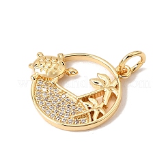 Brass Micro Pave Clear Cubic Zirconia Pendants&nbsp;CU-CBA6344-05G