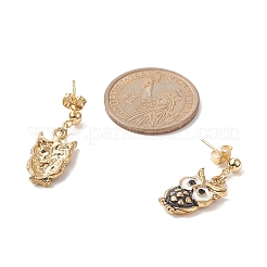 5 Pair 5 Color Alloy Enamel Owl Dangle Stud Earrings&nbsp;EJEW-JE05235