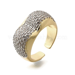 Brass Micro Pave Clear Cubic Zirconia Cuff Rings for Women&nbsp;RJEW-G347-12GP