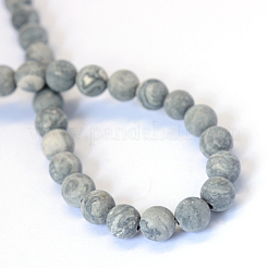Frosted Natural Polychrome Jasper/Picasso Stone/Picasso Jasper Beads Strands&nbsp;X-G-E334-8mm-24