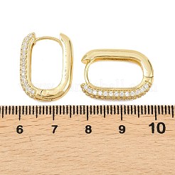 Rectangle Brass Micro Pave Clear Cubic Zirconia Hoop Earrings&nbsp;EJEW-D348-11G