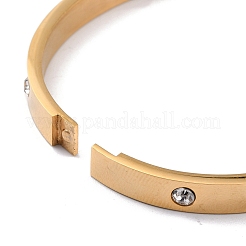 Ion Plating(IP) Clear Cubic Zirconia Classic Simple Plain Open Clasp Bangle&nbsp;BJEW-B055-02G-01