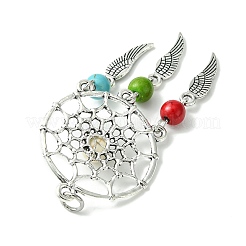 2Pcs 2 Styles Synthetic Turquoise Dyed Big Pendants&nbsp;PALLOY-JF02309-01A