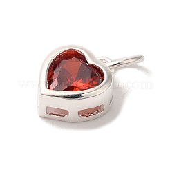 925 Sterling Silver Cubic Zirconia Heart Charms with Jump Rings&nbsp;FIND-U013-10S-03