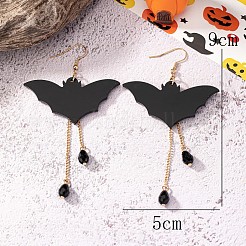 Bat Alloy & Acrylic & Glass Dangle Earrings&nbsp;FS-WG4EEB8-01