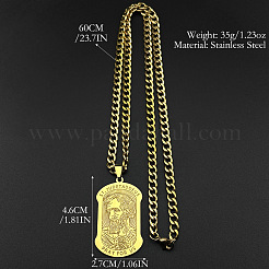 Religion 304 Stainless Steel Saint Jude Rectangle Dog Tag Pendant Necklaces for Men&nbsp;WG107E9-02