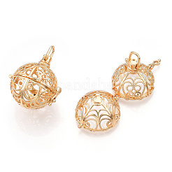 Rack Plating Brass Cage Pendants&nbsp;KK-Q402-01KC