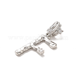 Rack Plating Brass Micro Pave Cubic Zirconia European Dangle Charms&nbsp;KK-L210-015P-F