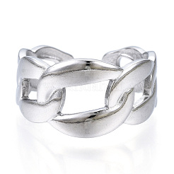 Non-Tarnish 304 Stainless Steel Curb Chains Shape Open Cuff Ring&nbsp;RJEW-N040-12