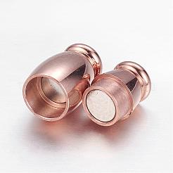 Barrel 304 Stainless Steel Magnetic Clasps with Glue-in Ends&nbsp;STAS-I045-15RG