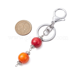 Dyed Natural Wood Round Beaded Keychain&nbsp;KEYC-JKC00930