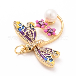 Eco-Friendly Brass Micro Pave Cubic Zirconia with Enamel Pendants&nbsp;KK-K268-29G