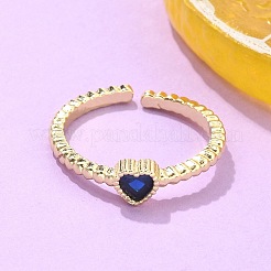 Brass Micro Pave Cubic Zirconia Cuff Rings&nbsp;RJEW-M138-11G
