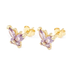 Brass Micro Pave Cubic Zirconia Stud Earring&nbsp;EJEW-C021-03G