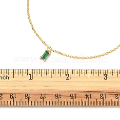 Glass Rectangle Pendant Necklace with Golden Brass Cable Chains Necklace for Women&nbsp;NJEW-FZ00012