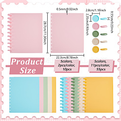 10Pcs 5 Colors Rectangle PP Plastic Binder Diary Notebook Cover&nbsp;AJEW-NB0009-35A