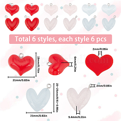 36Pcs 6 Styles Transparent & Opaque Resin Pendants&nbsp;RESI-SC0002-97