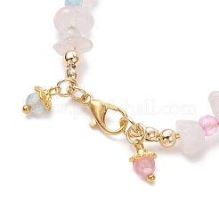 Natural Rose Quartz & Agate Chips Beaded Bracelets for Women&nbsp;BJEW-JB12526-03