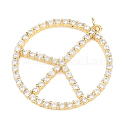 Brass Micro Pave Cubic Zirconia Pendants&nbsp;KK-L275-56G-02A