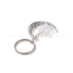 Moon and Star Tibetan Style Alloy & Acrylic Pendant Keychain&nbsp;KEYC-JKC00487