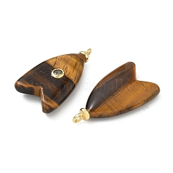 Brass & Natural Tiger Eye & Cubic Zirconia Pendants&nbsp;GG-CBAD360-20G-01